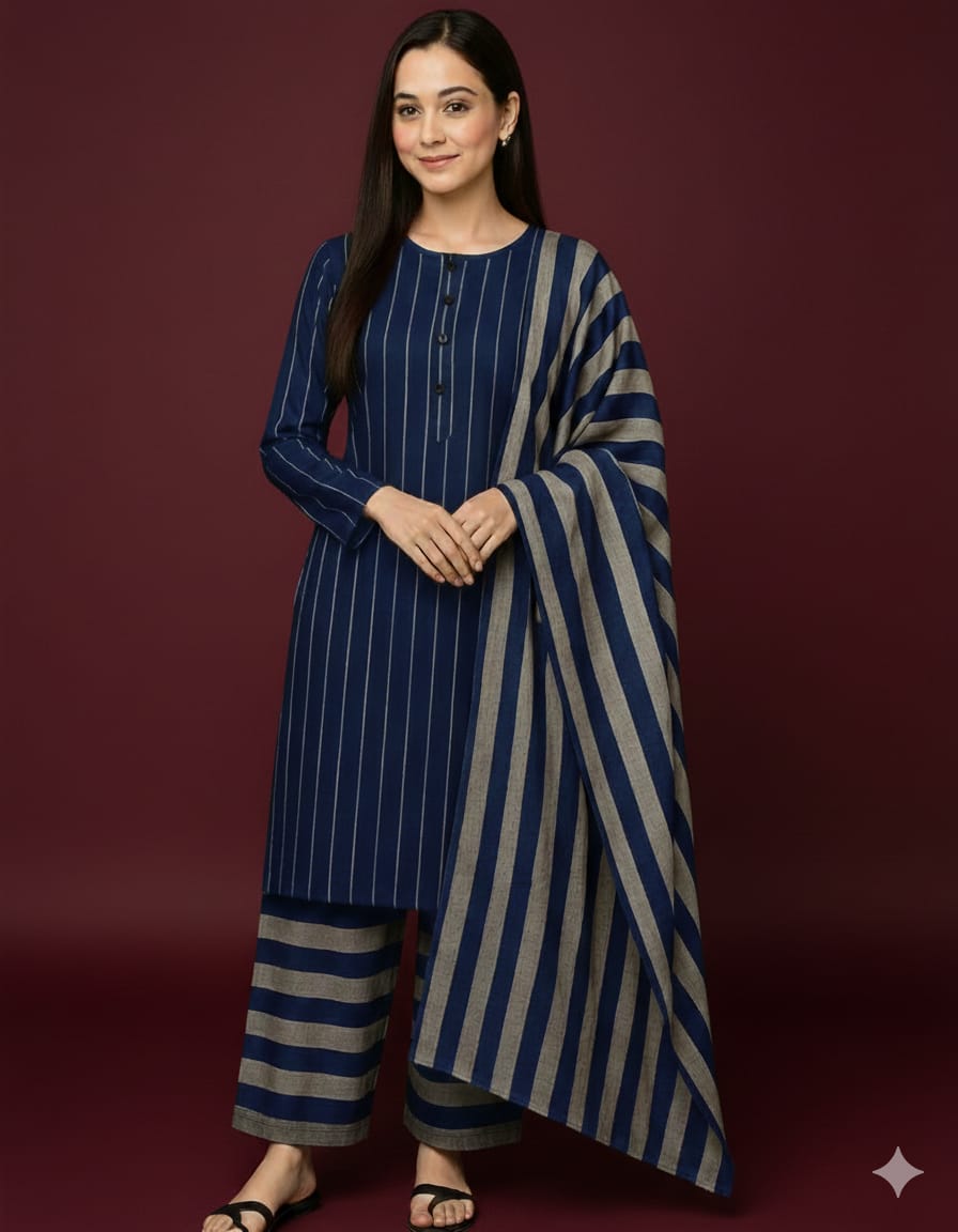 3pc Multani Susi Khaadi (Blue Grey)