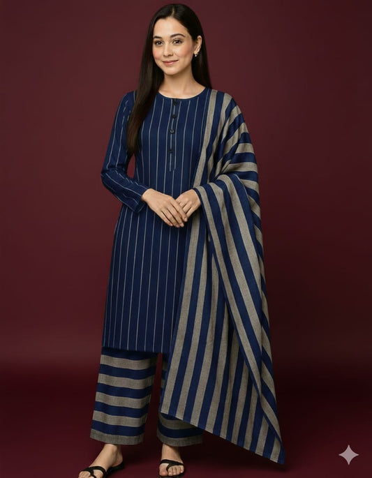 3pc Multani Susi Khaadi (Blue Grey)